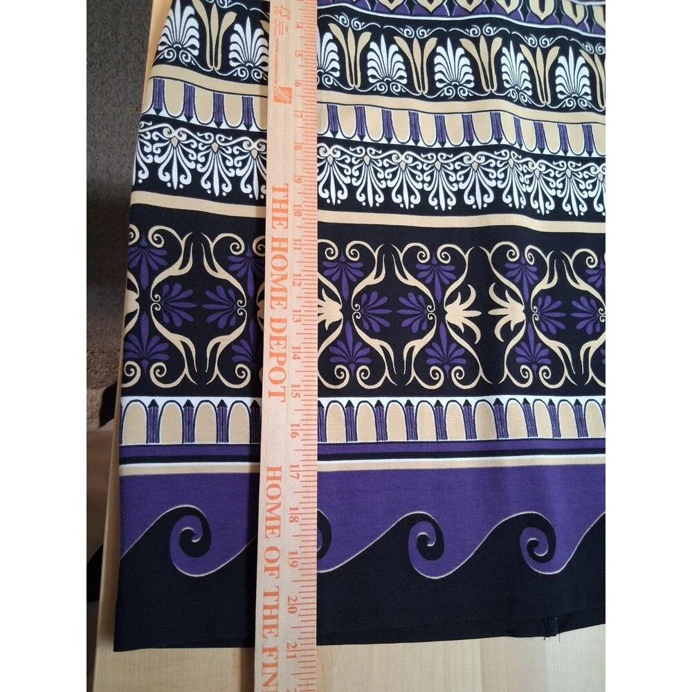 J. Mclaughlin Purple Black Print A-line Pencil Mini Skirt Women's Size 6 NWT